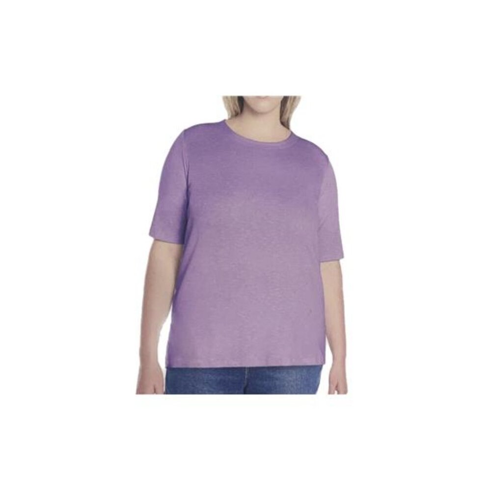 Orvis Women's Scoop Neck Pima Cotton Elbow Sleeve Top (Purple, Small)